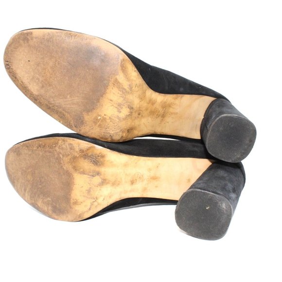 ISOLA Womens Size 10M Black Suede Round Cap Toe Block High Heels Classic Pumps - Picture 12 of 14